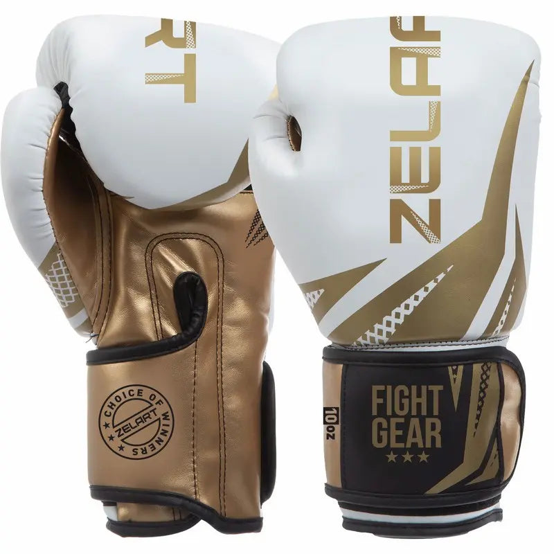 Boxerské rukavice Zelart AO-0866 biela-zlatá (8-12oz)