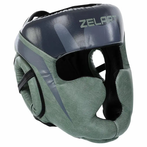 Boxerská prilba Zelart AO-1197 zelená – čelný pohľad