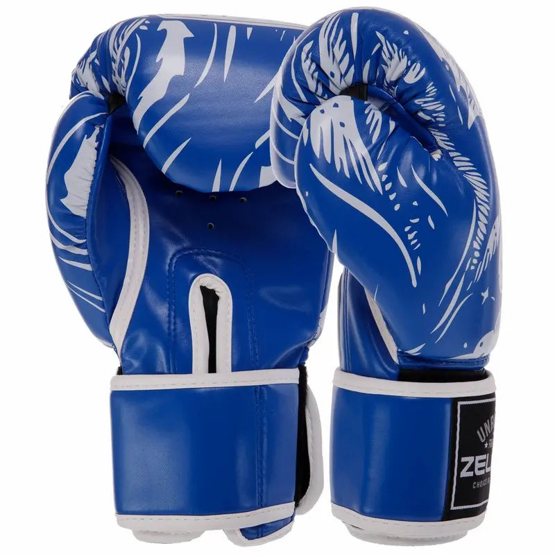 Boxerské rukavice Zelart AO-5493 Skull modrá (8-12 oz)