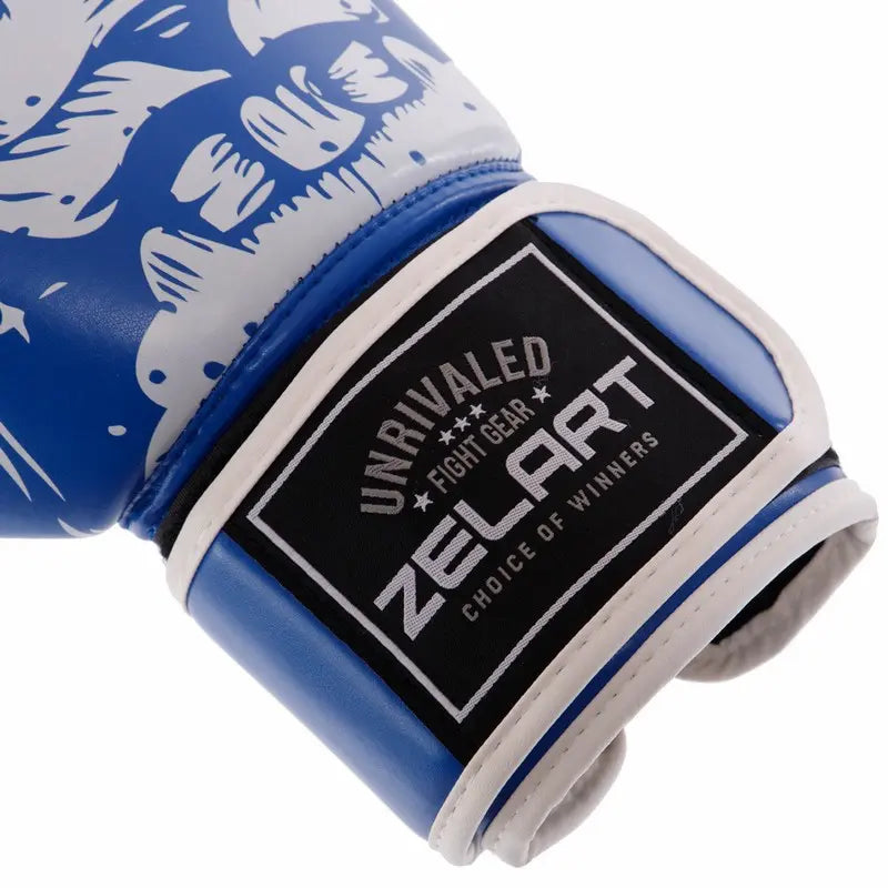 Boxerské rukavice Zelart AO-5493 Skull modrá (8-12 oz)