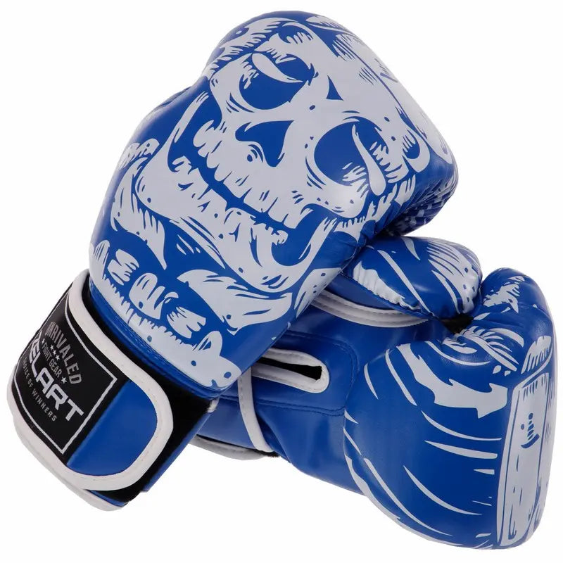 Boxerské rukavice Zelart AO-5493 Skull modrá (8-12 oz)