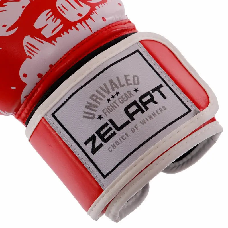 Boxerské rukavice Zelart AO-5493 Skull červená (8-12 oz)