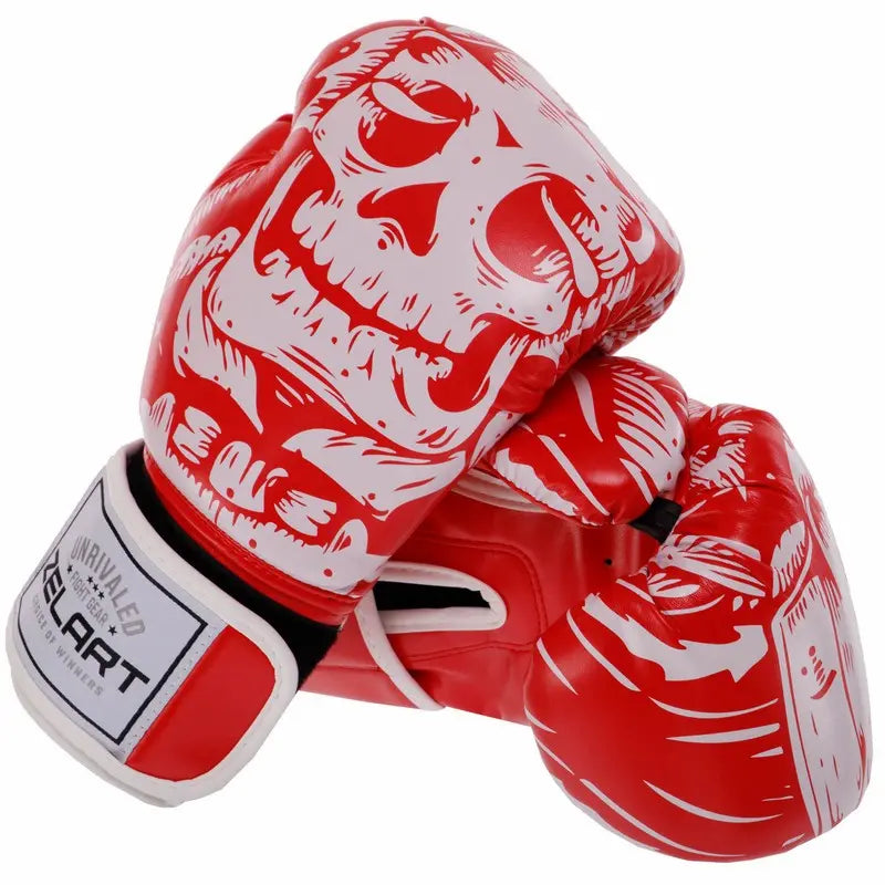 Boxerské rukavice Zelart AO-5493 Skull červená (8-12 oz)